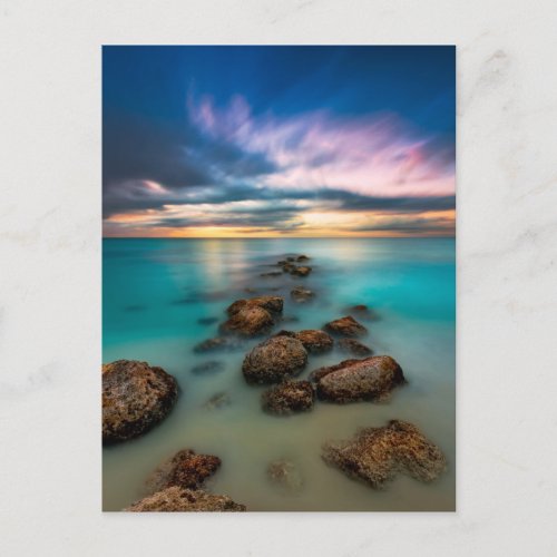 A Beautiful Sunset Over Grace Bay  Turks  Caicos Postcard