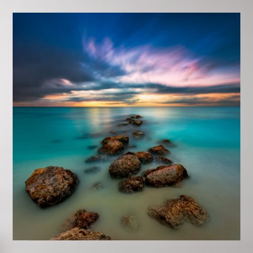 A Beautiful Sunset Over Grace Bay  Turks  Caicos Poster