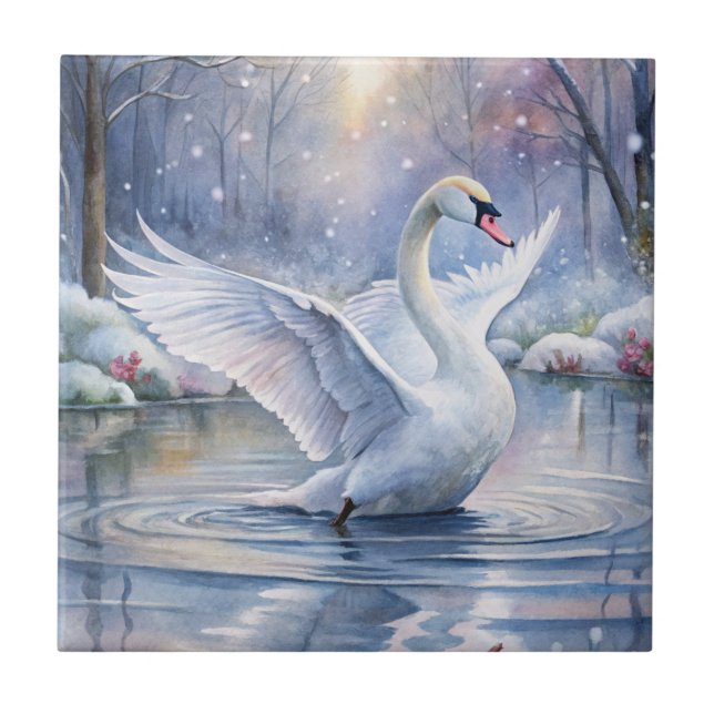 A Beautiful Swan Ceramic Tile (Front)