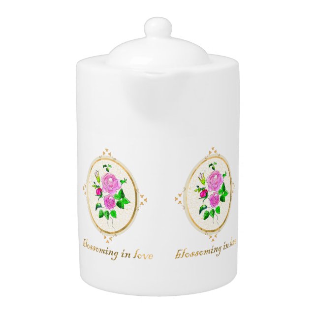  a beautiful tea pot with roses design (Front)