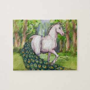 A Beautiful Unicorn Peacock Jigsaw Puzzle