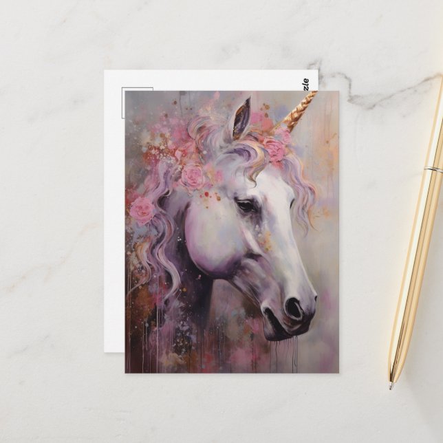A Beautiful Unicorn Postcard (Front/Back In Situ)