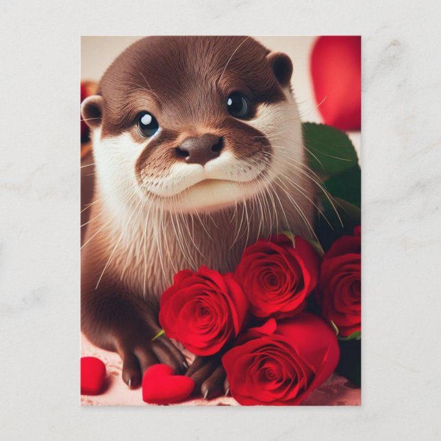 A beautiful Valentine Otter Postcard (Front)