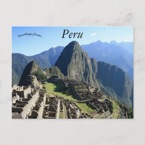 A Beautiful View of Machu Picchu Peru Postcard