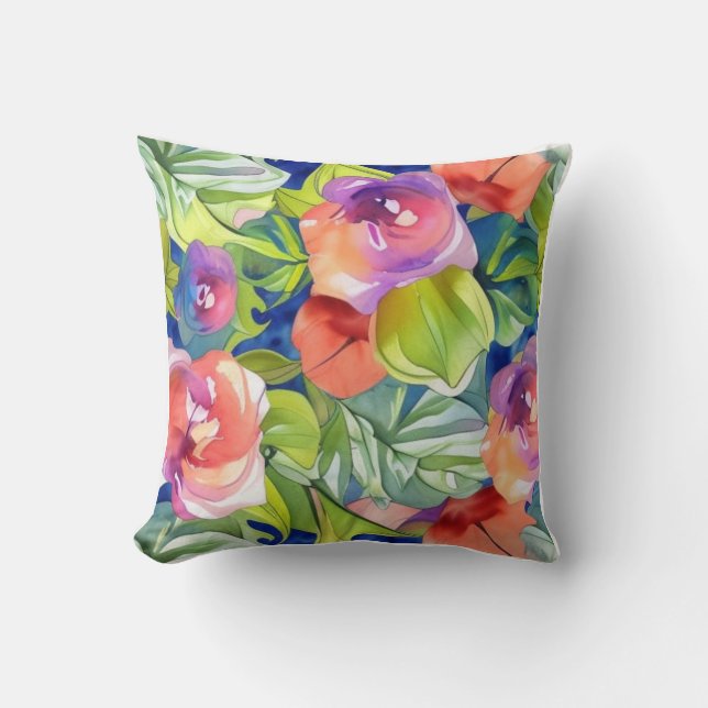 A Beautiful Watercolor Design Throw Pillow (Front)