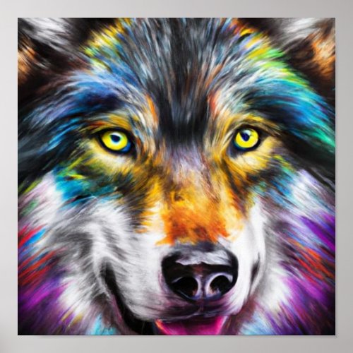 A beautiful watercolour wolf poster