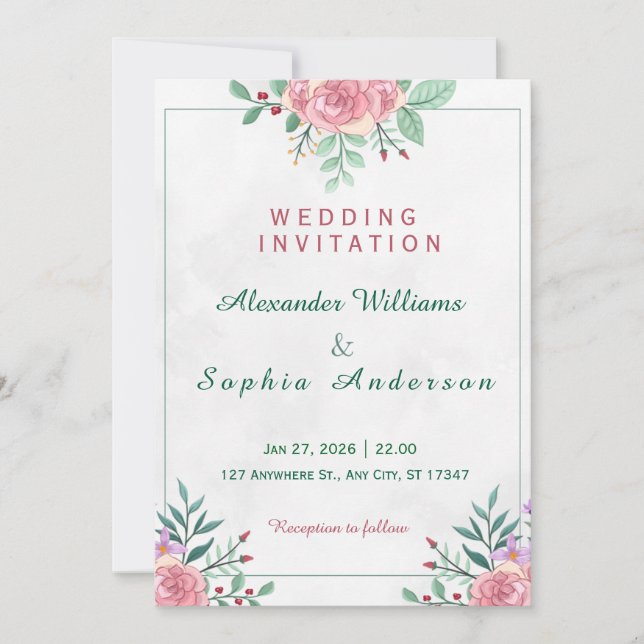 A beautiful wedding invitation to begin a happy li (Front)