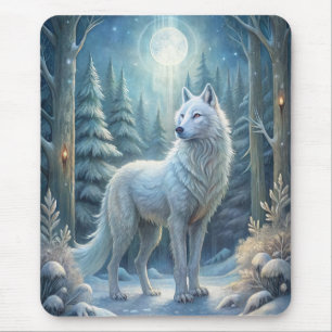 A Beautiful White Wolf Mouse Pad