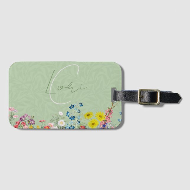 A beautiful wildflower garden personalized luggage tag (Front Horizontal)