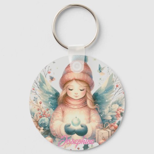 A beautiful winter angel amidst the northern natur keychain