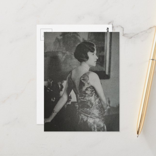 A Beautiful Woman in 1930 Black and White Postcard (Front/Back In Situ)