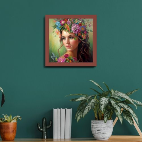 A beautiful woman is waiting for her lover with br framed art