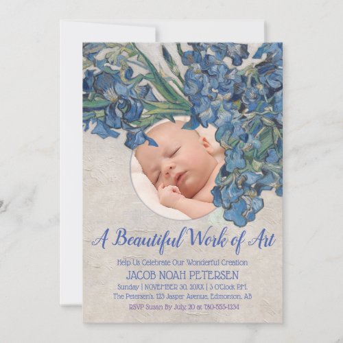 A Beautiful Work of Art_Baby with Irises Invitatio Invitation