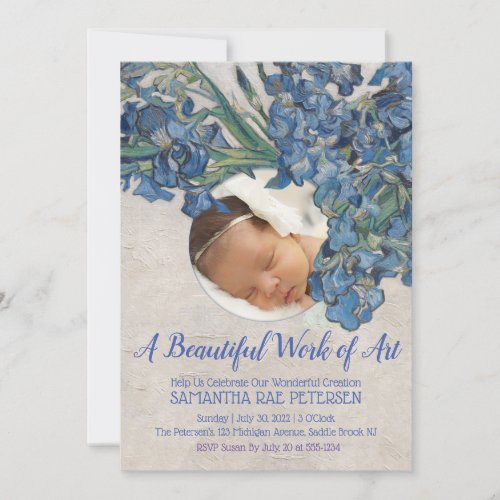 A Beautiful Work of Art_Baby with Irises Invitation