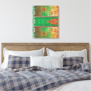 A beautifully designed Indian scarf in green and o Canvas Print