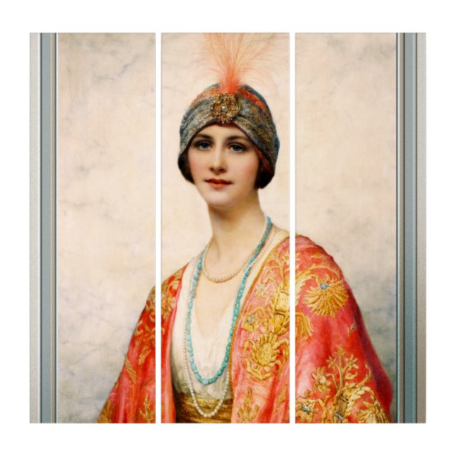 A Beauty In Eastern Costume by William Wontner Triptych (Front)