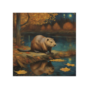 A Beaver by Van Gogh Wood Wall Art