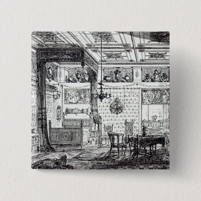 A Bed Room Pinback Button (Front)