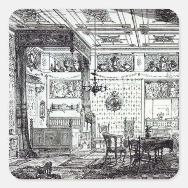 A Bed Room Square Sticker (Front)