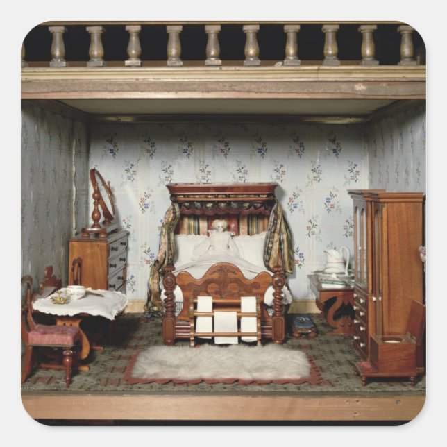 A bedroom in 'Mrs Bryant's Pleasure', c.1860 Square Sticker (Front)