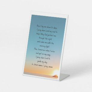A bedtime prayer. pedestal sign