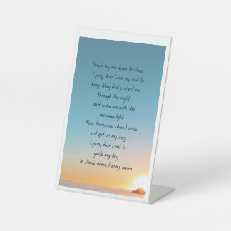 A bedtime prayer. pedestal sign