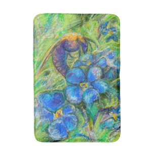 A Bee & Forget-me-not Flowers Bathroom Mat