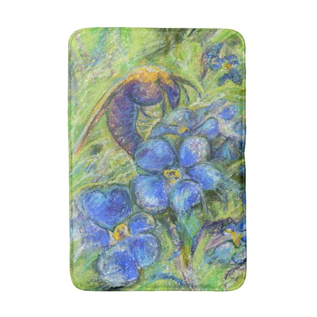 A Bee & Forget-me-not Flowers Bathroom Mat (Front Vertical)