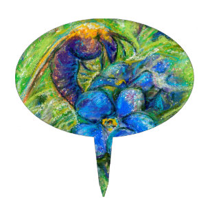 A Bee & Forget-me-not Flowers Cake Topper