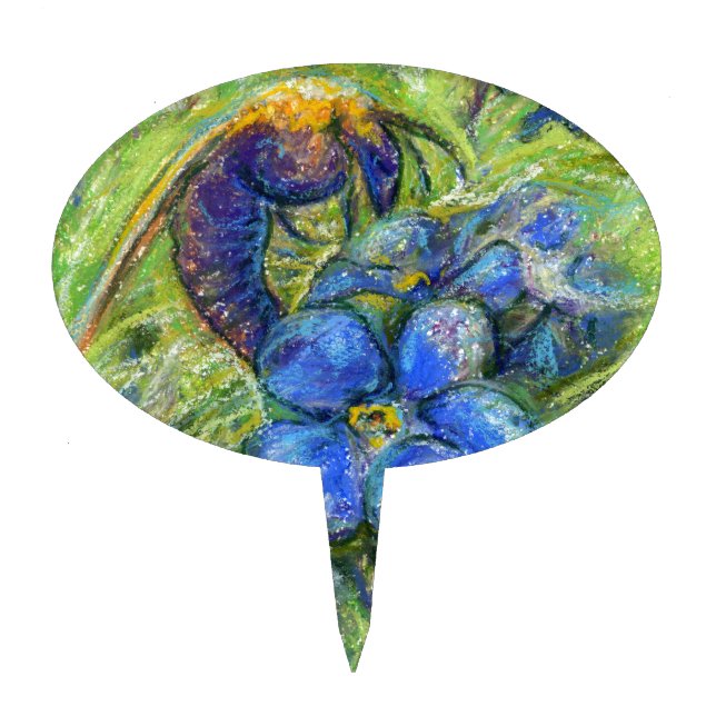 A Bee & Forget-me-not Flowers Cake Topper (Front)