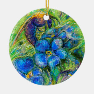 A Bee & Forget-me-not Flowers Ceramic Ornament