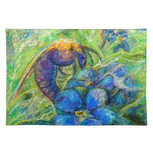 A Bee & Forget-me-not Flowers Cloth Placemat
