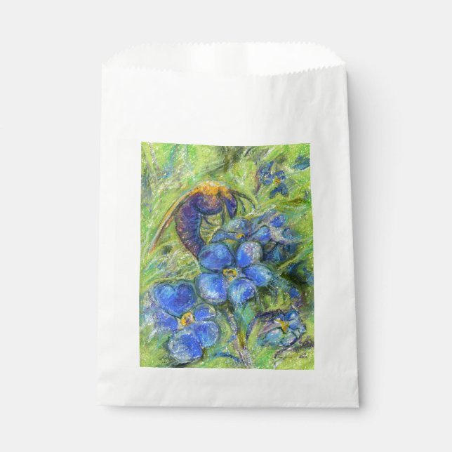 A Bee & Forget-me-not Flowers Favor Bag (Front)