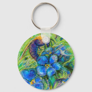 A Bee & Forget-me-not Flowers Keychain