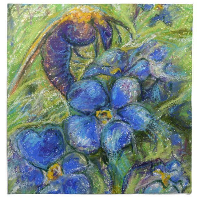 A Bee & Forget-me-not Flowers Napkin (Front)