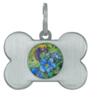 A Bee & Forget-me-not Flowers Pet Tag