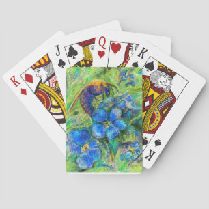 A Bee & Forget-me-not Flowers Poker Cards