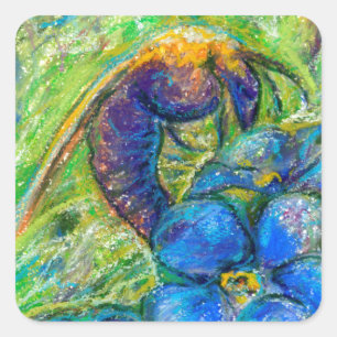 A Bee & Forget-me-not Flowers Square Sticker