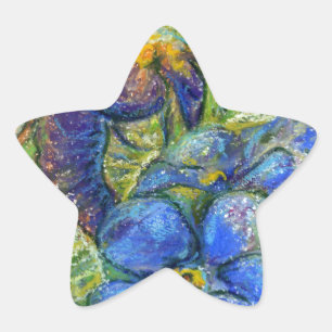 A Bee & Forget-me-not Flowers Star Sticker