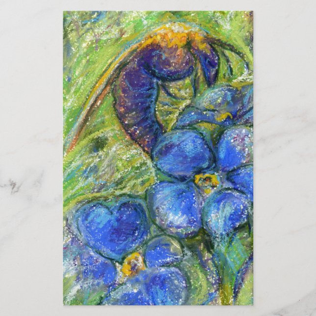 A Bee & Forget-me-not Flowers Stationery (Front)