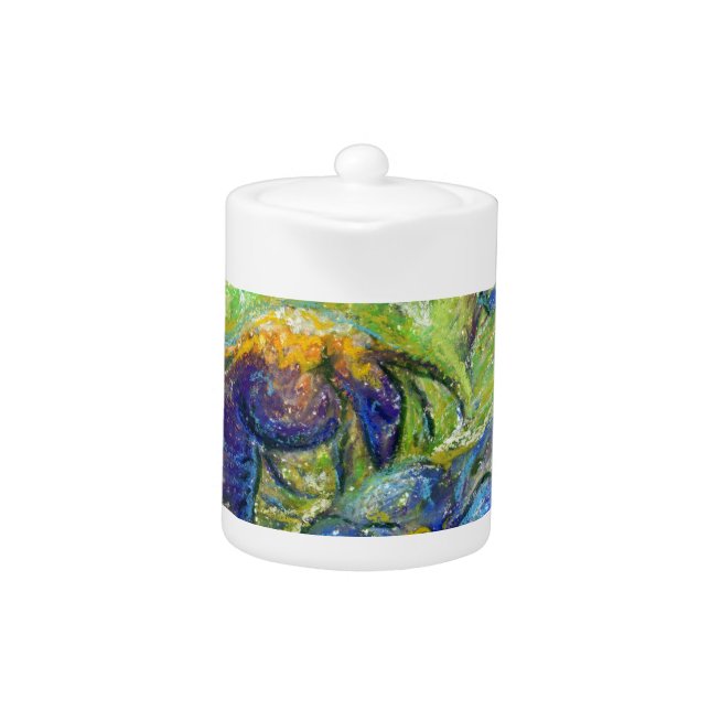 A Bee & Forget-me-not Flowers Teapot (Front)