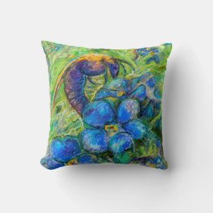 A Bee & Forget-me-not Flowers Throw Pillow