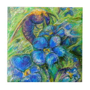A Bee & Forget-me-not Flowers Tile