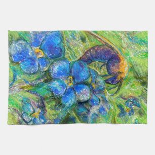 A Bee & Forget-me-not Flowers Towel