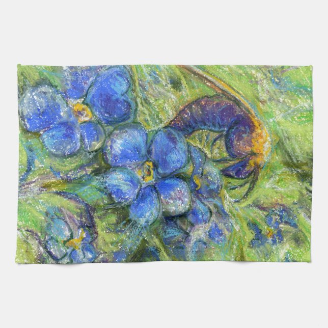 A Bee & Forget-me-not Flowers Towel (Horizontal)