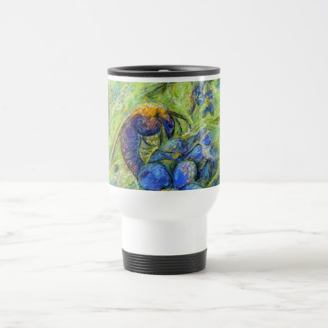 A Bee & Forget-me-not Flowers Travel Mug (Center)