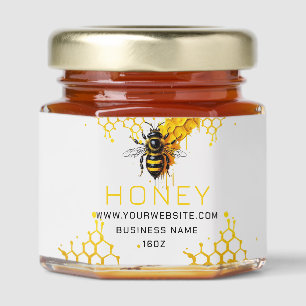 A Bee Minimalistic yellow Honey Farm Jar Labels Honey Jar Favors
