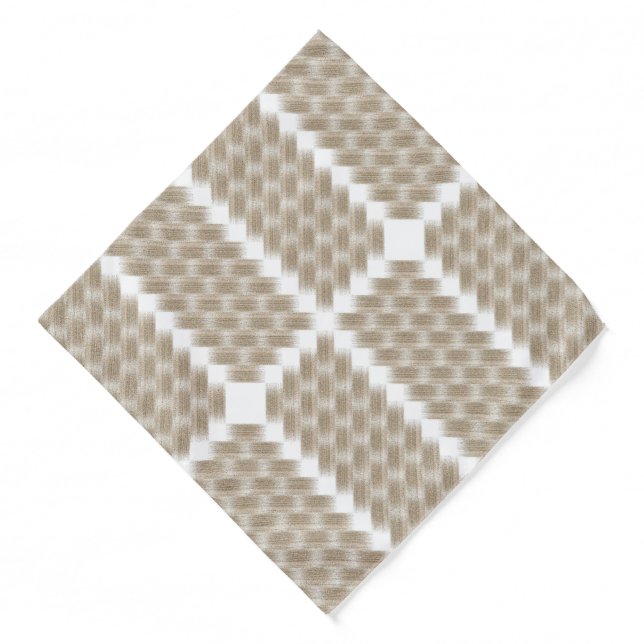 a beige and white checkered pattern on a white bandana (Front)