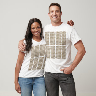 a beige and white checkered pattern on a white T-Shirt