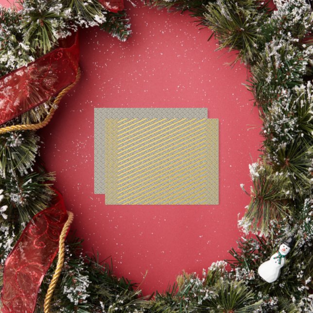 a beige background with a pattern of small squares foil holiday postcard (Insitu)